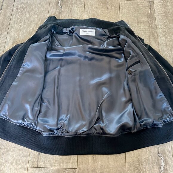 Officine Générale Mens Suede Bomber Jacket, Blue/Gray, Like New, Size Large - Picture 12 of 14